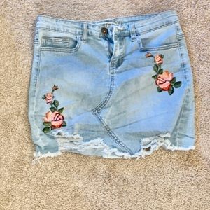 Charlotte Russe embroidered denim skirt